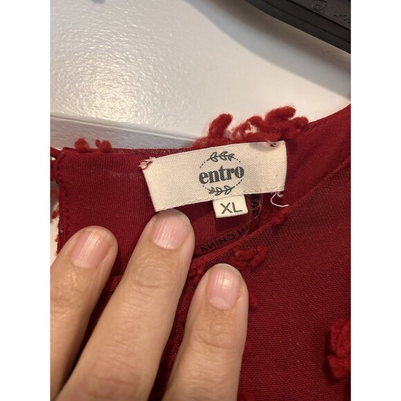 Entro Modest High Neck Lined Sheer Sleeve Blouse Top Dotted Swiss Boho Size Xl - Picture 3 of 5